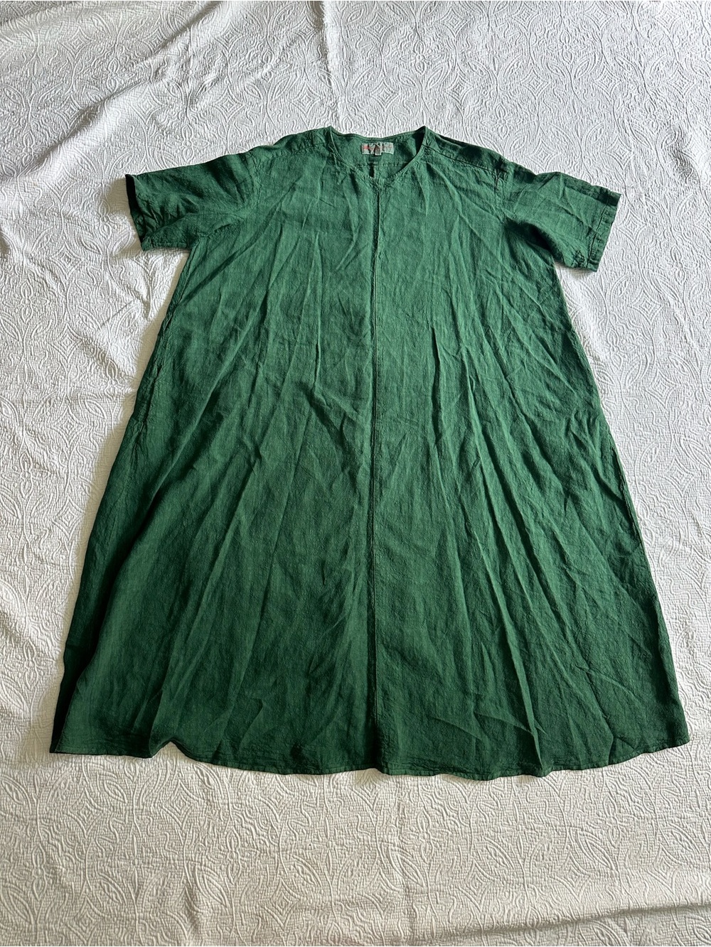 Simple Short-Sleeve Green A-Line Dress